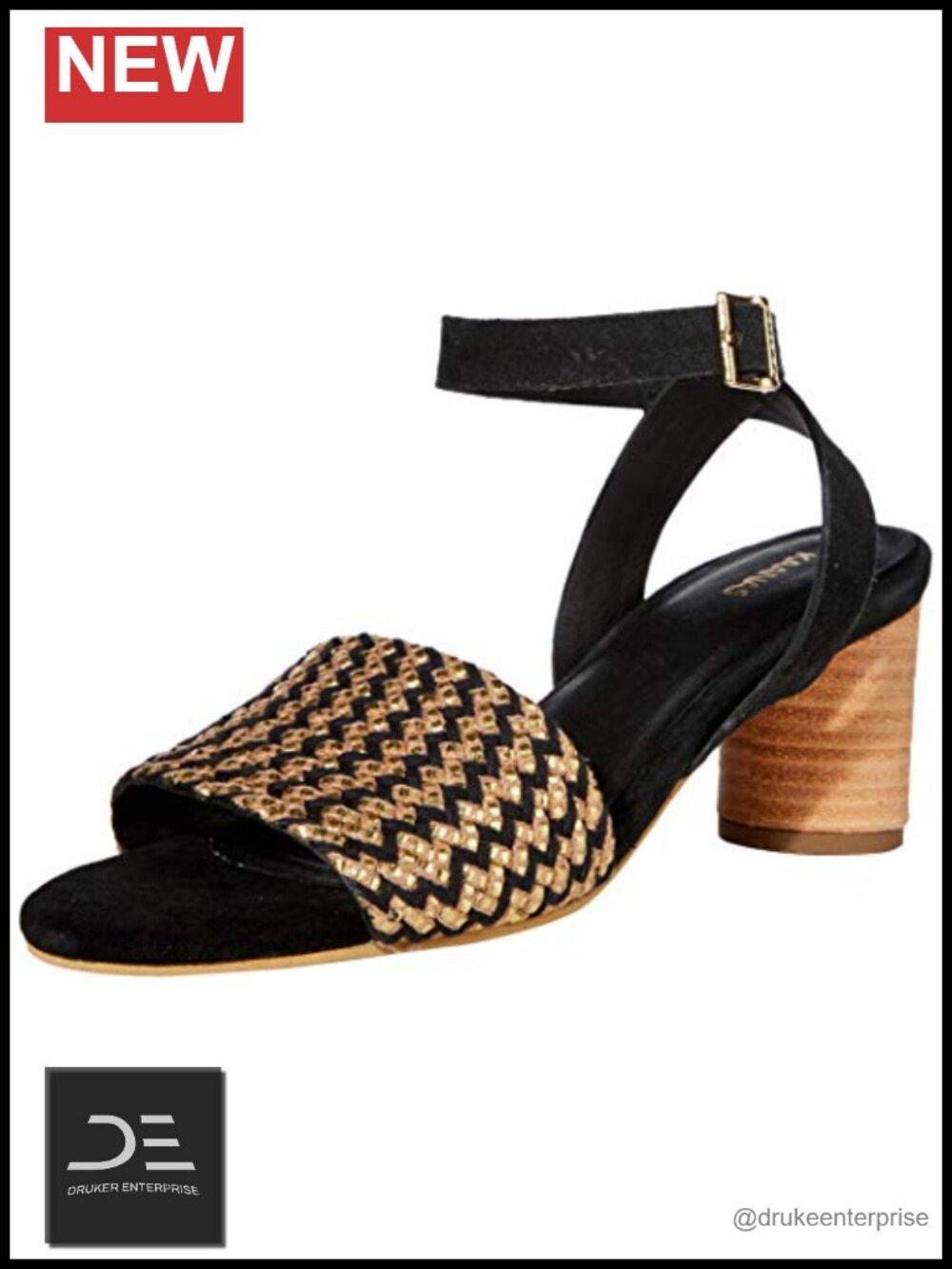 Woven Braided Ankle Strap Heeled Sandals Block Heel